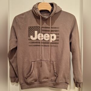 JEDCO Drab Jeep American Flag Fleece Hoodie Men’s Size XL Olive Green Pullover